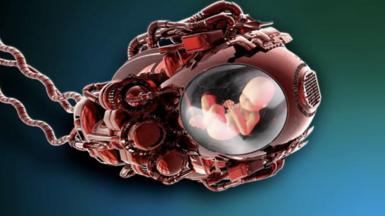 Concept of a baby being grown inside a machine