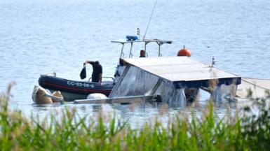 A tourist boat that capsized on Lake Maggiore