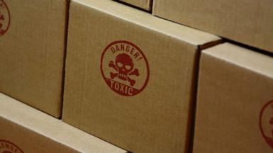 Box with toxic logo