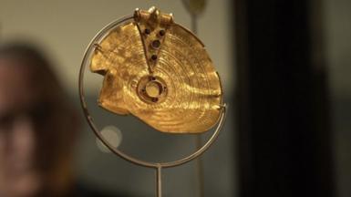 Golden artefact on display in museum