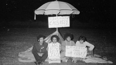 The four founders of the Aboriginal Tent Embassy in 1972