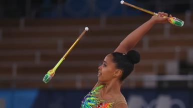 Marcia Alves Lopes of Cape Verde in action with clubs at the Olympics in Tokyo, Japan - Friday 6 August 2021