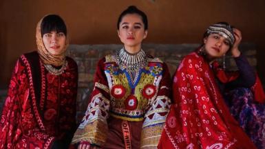 Afghan women in traditional dress