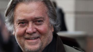 Bannon leaving the court after testifying in the Roger Stone trial