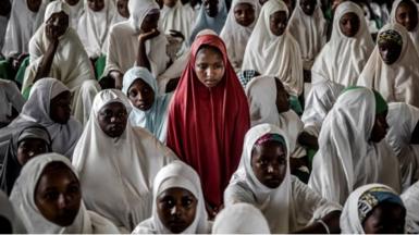 Group of black girls in headscarves