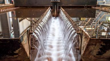Water flows through a minewater treatment facility