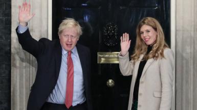 Boris Johnson and Carrie Symonds outside Downing Street