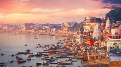 Aerial shot of Varanasi, India