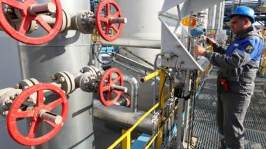 Nord Stream worker at controls