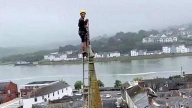 Man on spire