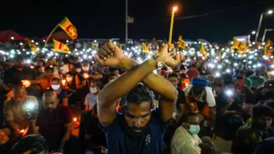 Protesters on Galle Face Green in April 2022