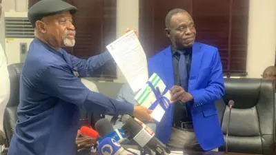 Presentation of certificate of Registration to 2 new Sub-unions Congress of Nigerian University Academics (CONUA) and National Association of Medical and Dental Academics (NAMDA)