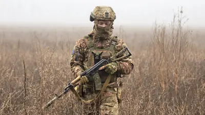 A Ukrainian soldier is seen on the frontline, in Donetsk Oblast, Ukraine on January 29, 2023
