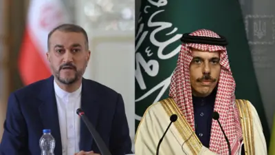 صورة مُركبة لوزير الخارجية السعودي الأمير فيصل بن فرحان (يمين) ووزير الخارجية الإيراني حسين أمير عبداللهيان (يسار)