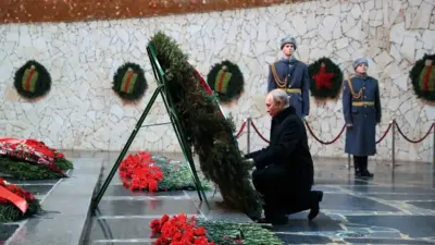 President Putin laid a wreath at the Mamayev Kurgan memorial complex in Volgograd