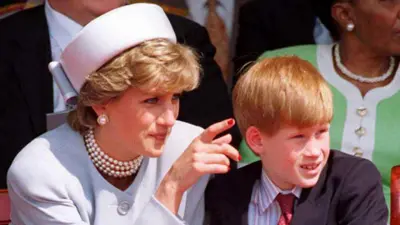 Princess Of Wales with Prince Harry at Hyde Park, London, in May 1995