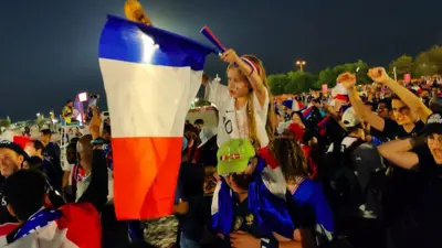 프랑스 국기를 들고 응원하는 팬