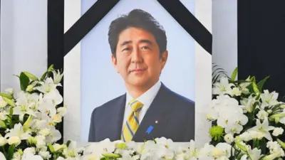 An image of former Japanese prime minister Shinzo Abe