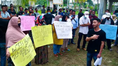 Aksi menolak pengungsi Rohingya di Aceh