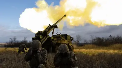 Caesar artillery being used by Ukrainian troops