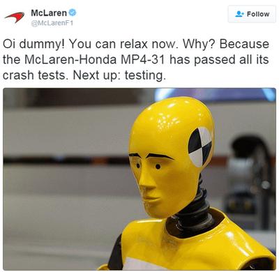 McLaren test dummy