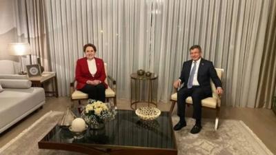 İYİ Parti Genel Başkanı Meral Akşener ve Gelecek Partisi Genel Başkanı Ahmet Davutoğlu