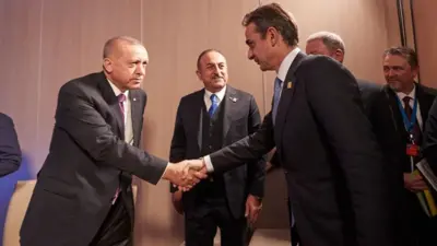 Cumhurbaşkanı Recep Tayyip Erdoğan ve Yunanistan Başbakanı Kiryakos Miçotakis