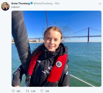 Greta Thunberg arrives in Lisbon after Atlantic crossing - CBBC Newsround