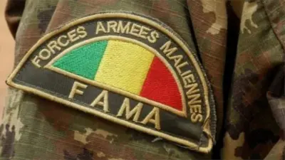 Un écusson des Forces armées maliennes sur une tenue militaire