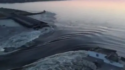 Ukraine's military has accused Russian forces of blowing up a major dam in the Moscow-seized region of Kherson in the south of the country.