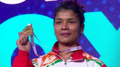 Nikhat Zareen with her gold medal