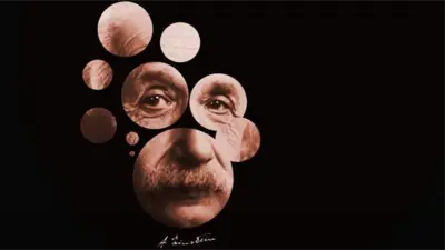 Montagem com o rosto Einstein