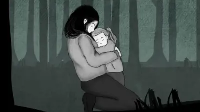 Ilustração de mãe abraçando sua filha