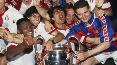 AC Milan celebrate winning the 1994 Champions League