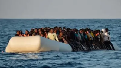 Migrants sur un bateau gonflable
