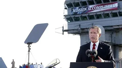 George W. Bush during his famous "mission accomplished" speech on 1 May 2003