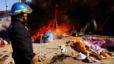 Incendio en campamento de migrantes en Ciudad Juárez