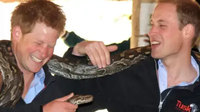 Les princes Harry et William au Botswana en 2010.