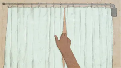 Illustration of fingers reaching through a curtain