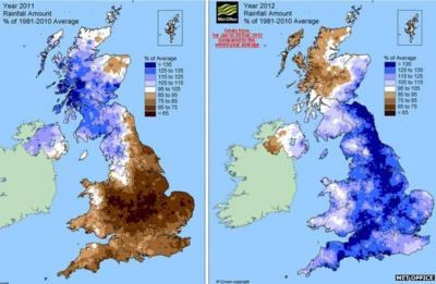 Rainfall Map Of Uk How Wet Has 2012 Been? Rain Maps Compare 2012 And 2011 - Cbbc Newsround