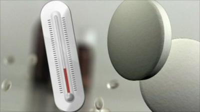 Thermometer and tablets