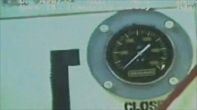 A pressure gauge on the oil well cap