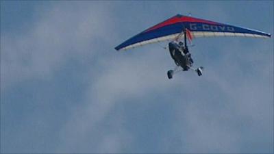 Paraplegic pilot Dave Sykes in flight