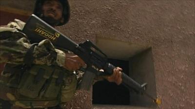 Afghan soldier on training exercise