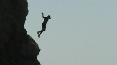 A man tombstoning