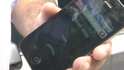 iPhone running Google voice-recognition app