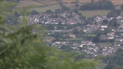 Welsh valley with housing