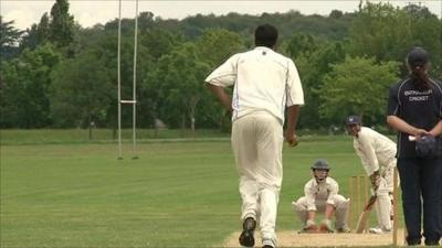 Playing cricket