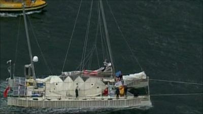 Boat made of plastic bottles
