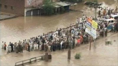 Survivors in the flood waters